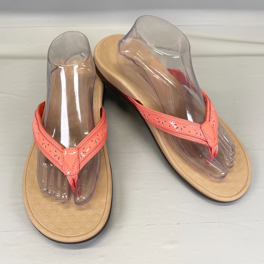 Vionic Casandra Thong Sandals Womens Size 11 Pink Leather Orthotic Comfort Shoes - Picture 2 of 10